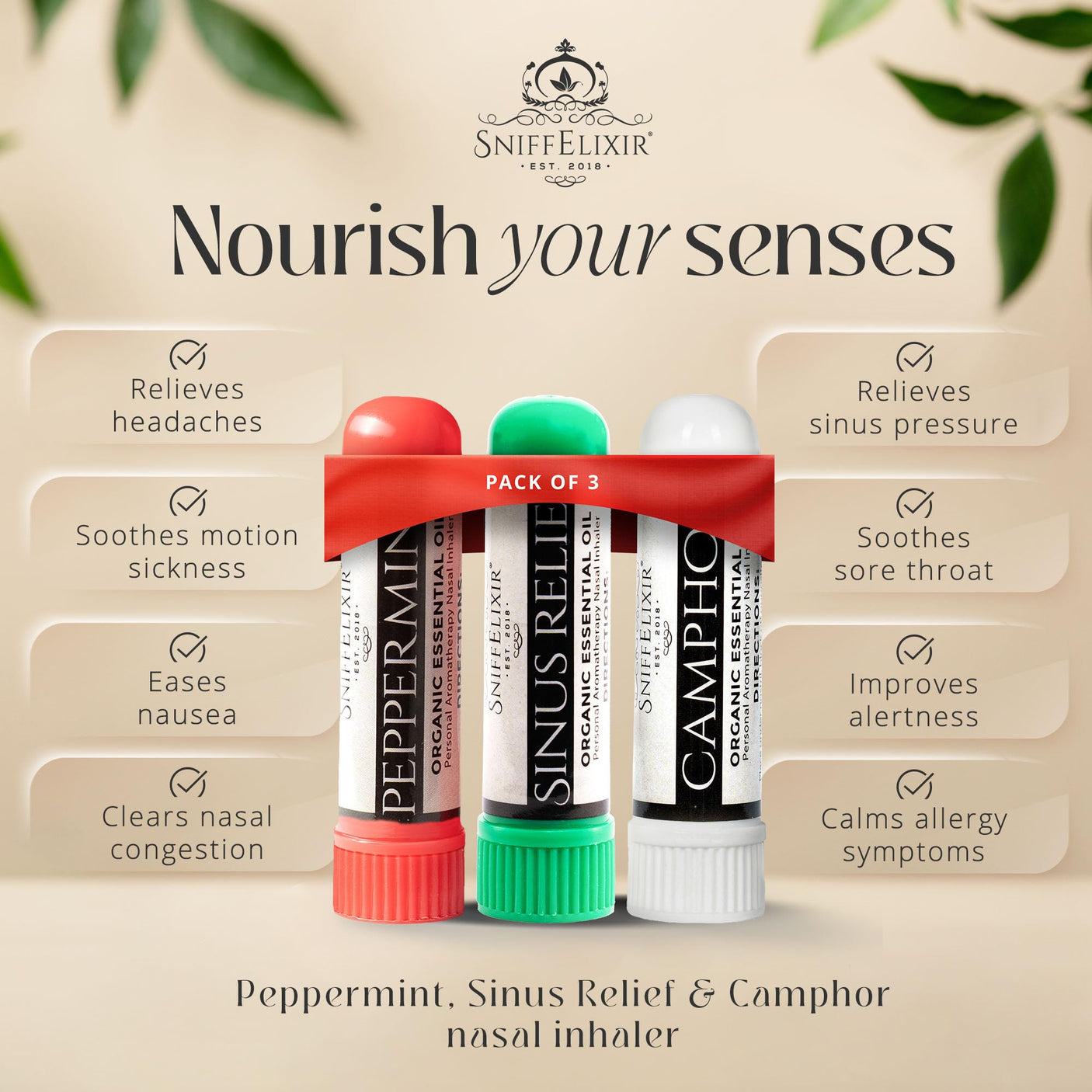 Nasal Stick Inhaler Lavender Nasal Aromatherapy Inhaler - Natural Essential Oil Inhaler for Calm Mind, Mood Boost Nausea Inhaler Relaxation Gifts Nasal Inhaler Stick Portable Nasal Inhalers for Adults