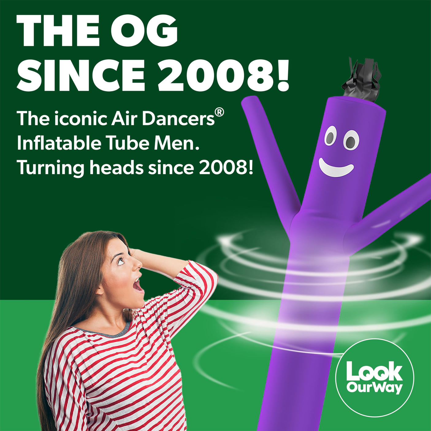 LookOurWay Air Dancers Wacky Waving Inflatable Tube Man Set - 10 Feet Tall Inflatable Dancing Man with Blower - Red