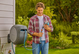 GARDENA 20505, 100' Retractable Garden Hose Reel with US Hose Threads - 100' x 1/2" hose, Automatic Retraction & Length Lock for Easy Watering. Heavy Duty Swivel Bracket 180°, Includes Nozzle.