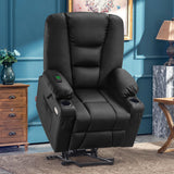 MCombo Power Lift Recliner Chair for Elderly, Lift Chair with Heat and Massage, USB Ports, Cup Holders, Faux Leather 7519 (Medium, Dark Brown)