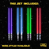 LIGHTSABER CHOPSTICKS LIGHT UP STAR WARS LED Glowing Light Saber Chop Sticks REUSABLE Sushi Lightup Sabers Bright LEDs - 8 Color Modes - 2 Pairs