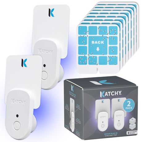 Katchy Indoor Insect Trap - Catcher & Killer for Mosquitos, Gnats, Moths, Fruit Flies - Non-Zapper Traps for Inside Your Home - Catch Insects Indoors with Suction, Bug Light & Sticky Glue (Black)