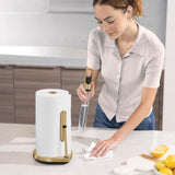 simplehuman Standing Paper Towel Holder with Spray Pump, Brass Stainless Steel, Gold