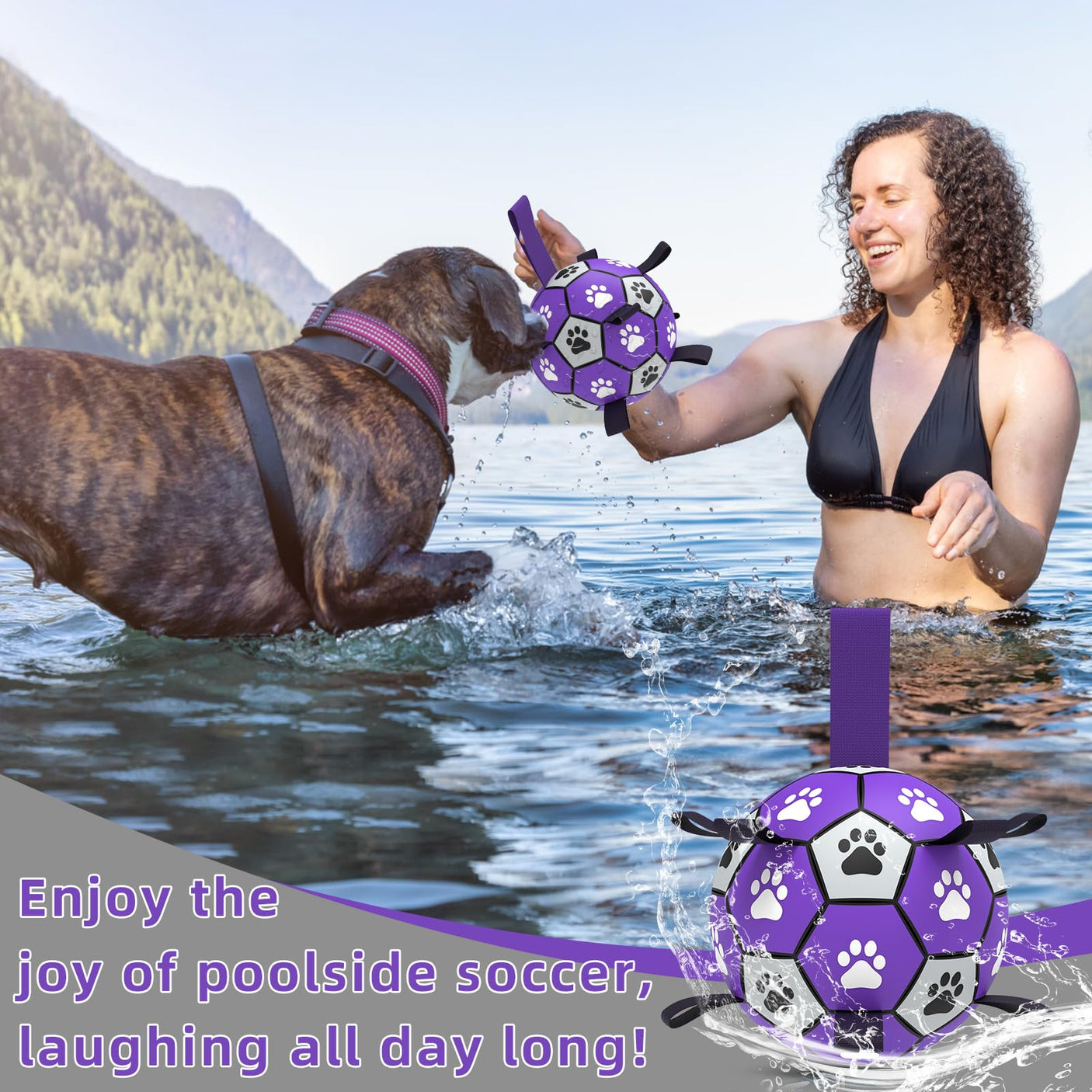 QDAN Premium Dog Toys Balls, Dog Soccer Ball with Straps, Dog Birthday Gifts, Herding Ball, Durable Balls for Small Medium Pet, Puppy Outdoor Toy, Pet Training Soccer Ball, World Cup Soccer (6 Inch)