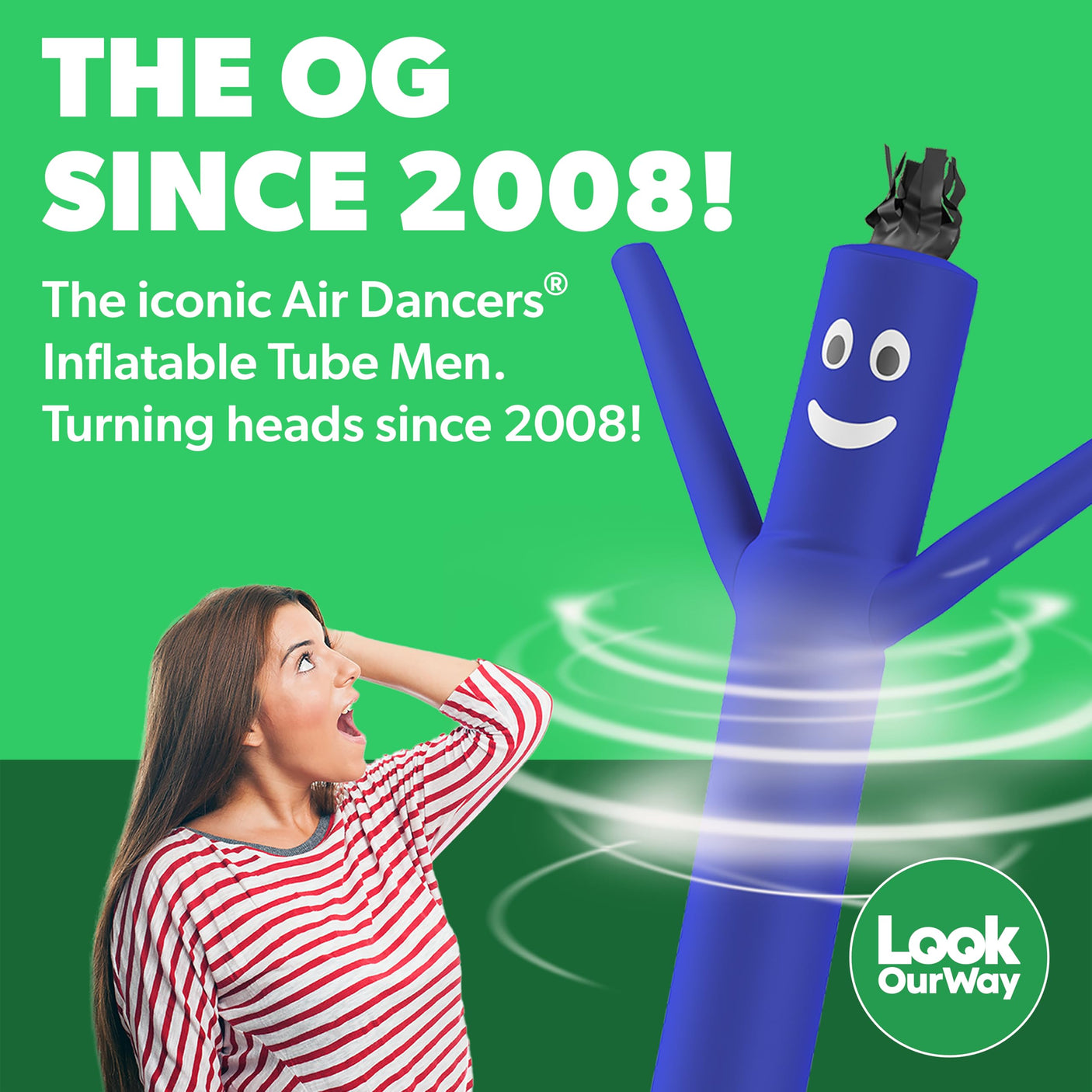LookOurWay Air Dancers Wacky Waving Inflatable Tube Man Set - 10 Feet Tall Inflatable Dancing Man with Blower - Red