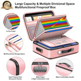 Fireproof Document Box, Hard Case Fireproof File Organizer with Lock Hard-Shell Design Fireproof Water Resistant Safe Box for Important Documents Certificates Laptop Passports Black