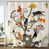 Fowocu Funny Cat Shower Curtain Set Teal Blue Sea Ocean Waterproof Fabric Shower Curtains with Animal Octopus Starfish Turtle Anchor Fish Nautical Bathroom Decor (Blue, 72''×72'')