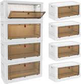4 Tier Storage Bins with Lids 103QT - Stackable Storage Containers with Wheels, Folding Storage Boxes, Stackable Storage Bins, Closet Organizers and Storage for Living Room,Office