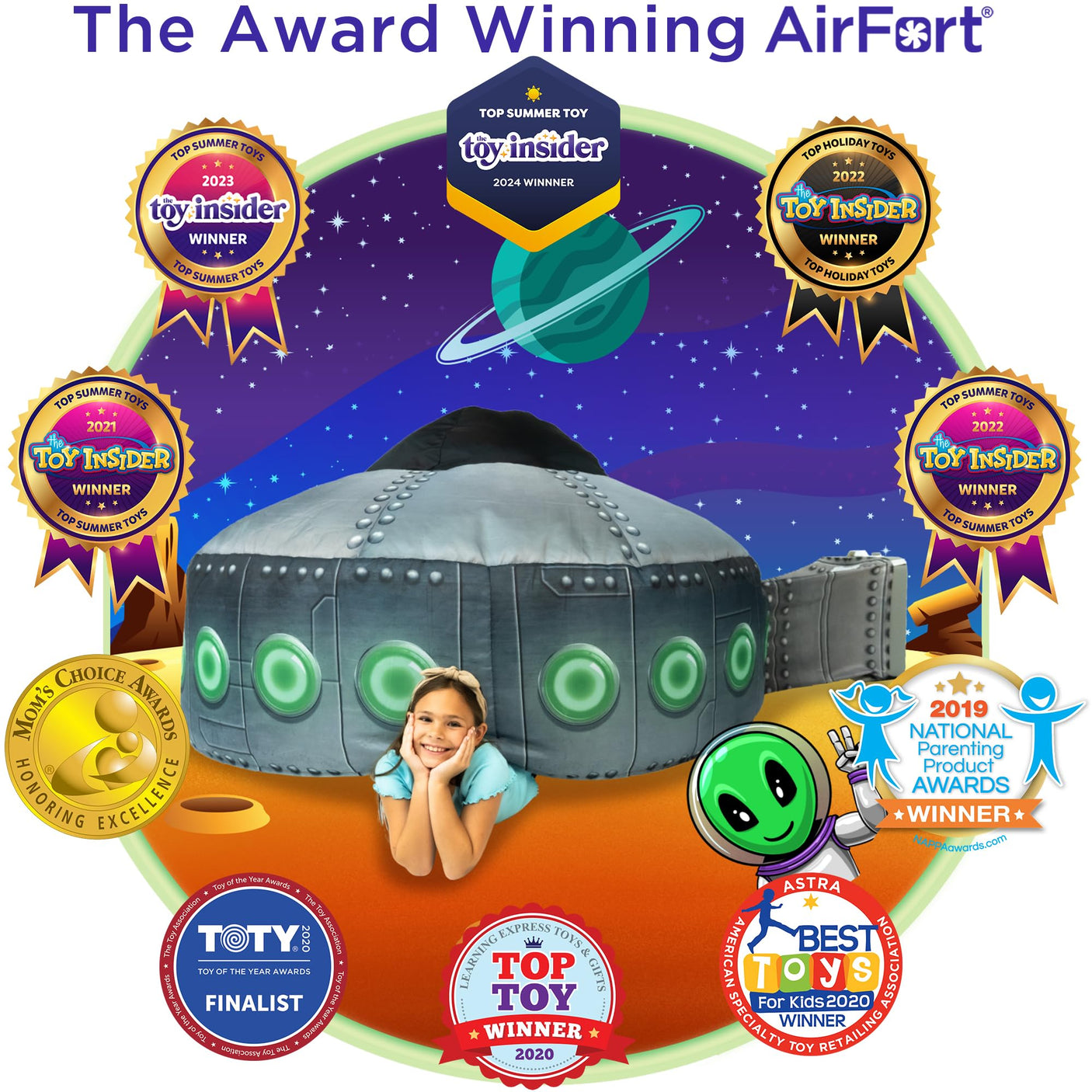 The Original Patented AirFort - Build A Fort in 30 Seconds, Inflatable Fort for Kids, Play Tent for 3-14 Years, A Playhouse Where Imagination Runs Wild, Fan not Included (Starry Night)