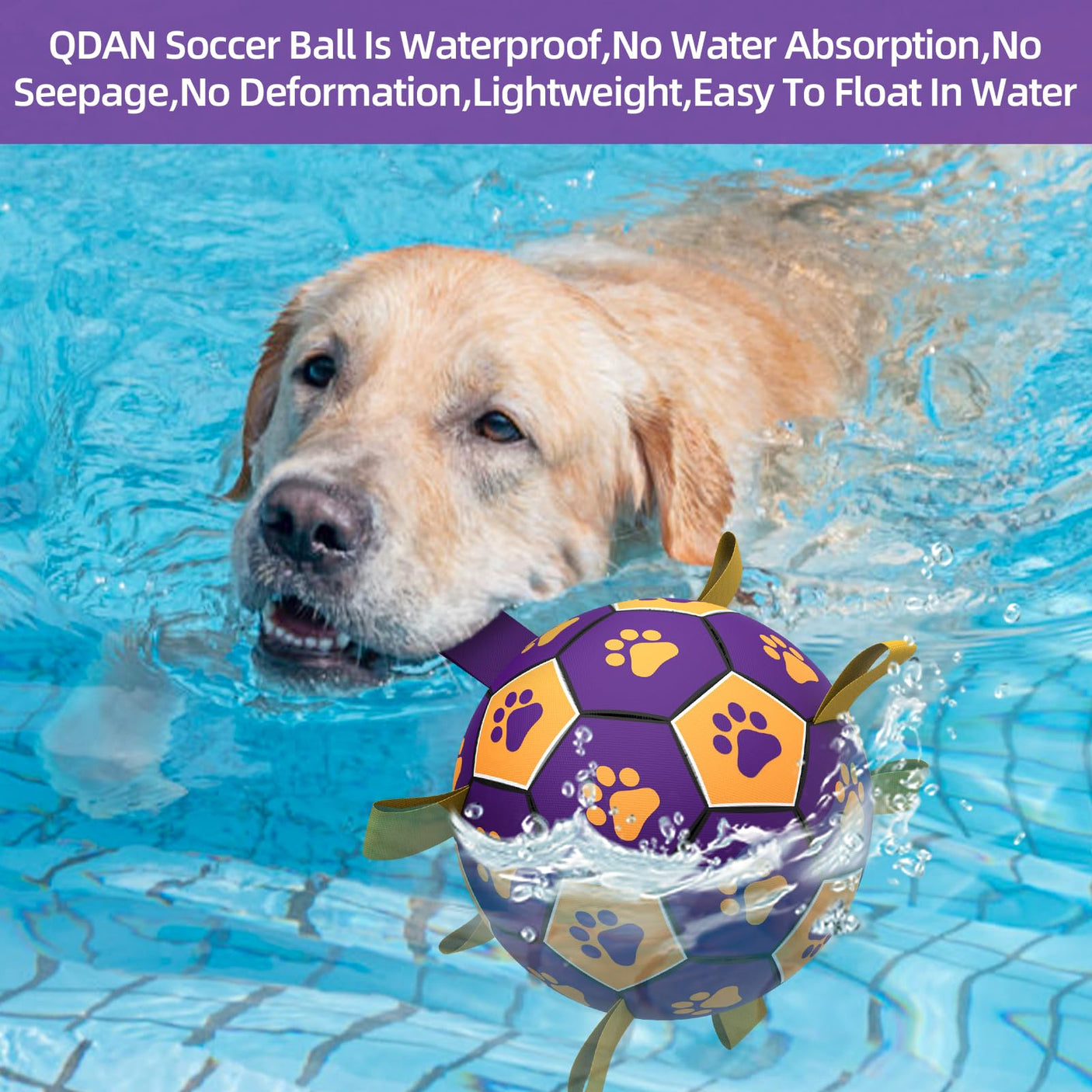 QDAN Premium Dog Toys Balls, Dog Soccer Ball with Straps, Dog Birthday Gifts, Herding Ball, Durable Balls for Small Medium Pet, Puppy Outdoor Toy, Pet Training Soccer Ball, World Cup Soccer (6 Inch)