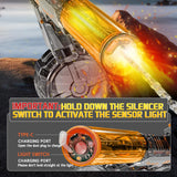 Powerful Electric Water Gun, Glowing Silencer, Automatic Squirt Gun up to 32Ft Long Range, 300 Water Shots, Classic Strong Squirt Gun, Summer Outdoor Swimming Pool Water Toy for Adult/Kids Gray