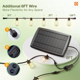 addlon 54(48+6) FT Solar String Lights Waterproof,Patio Lights Solar Powered with Remote & USB Port 15+1 LED Shatterproof Bulbs 3 Light Modes, Dimmable Solar Light for Camping Backyard Garden