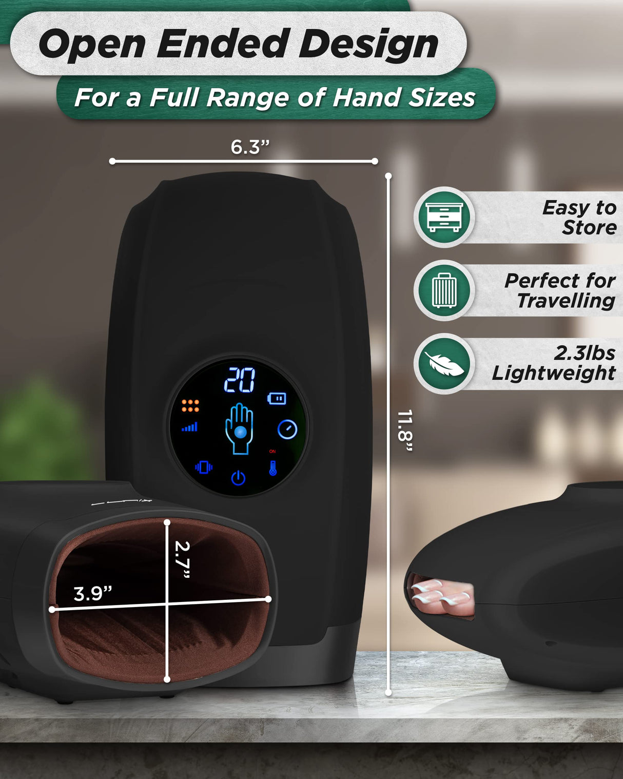 Lunix LX3 Cordless Electric Hand Massager with Compression, 6 Levels Pressure Point Therapy Massager for Arthritis, Pain Relief, Carpal Tunnel and Finger Numbness, Shiatsu Massage Machine with Heat