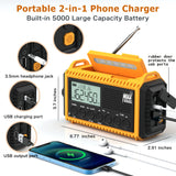 NOAA Weather Radio, Emergency Hand Crank Radio with Solar Charger, Portable Battery Operated AM FM Shortwave Radio with LED Flashlight, USB Charger, Earbud Jack, SOS Alert for Home Survival Hurricane