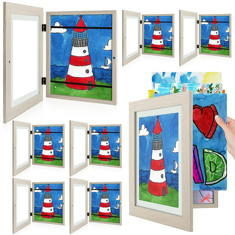 Golden State Art, 10x12.5 Kids Art Frames, Front-Opening Picture Frame Great for Kids Drawings, Artworks, Children Art Projects, Schoolwork, Home or Office (Walnut Set of 2)