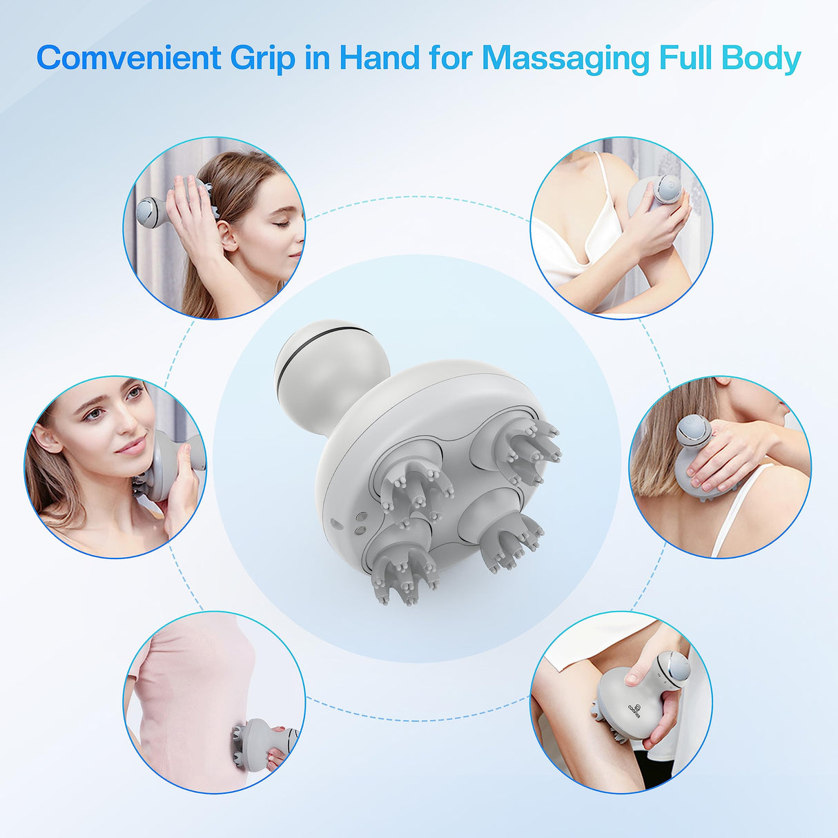 COMFIER Electric Cordless Hair Scalp Massager with Kneading 84 Massage Nodes, Handheld Portable Head Scratcher Massager for Hair Growth, Deep Clean and Stress Relax, Gifts for Men Dad
