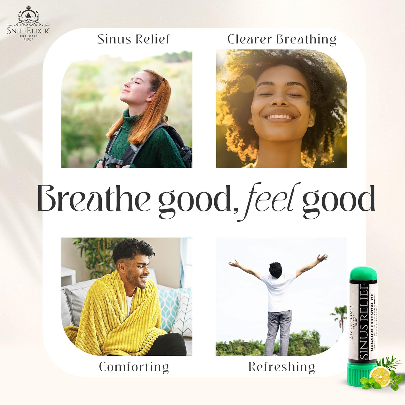 Nasal Stick Inhaler Lavender Nasal Aromatherapy Inhaler - Natural Essential Oil Inhaler for Calm Mind, Mood Boost Nausea Inhaler Relaxation Gifts Nasal Inhaler Stick Portable Nasal Inhalers for Adults