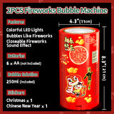 Fireworks Bubble Machine (13 Holes) with Dazzling RGB LED Lights, Automatic Sparklers Blower Toys, Portable Bubble Maker for Kids Party Wedding Christmas Chinese New Year, Birthday Balloons Decoration