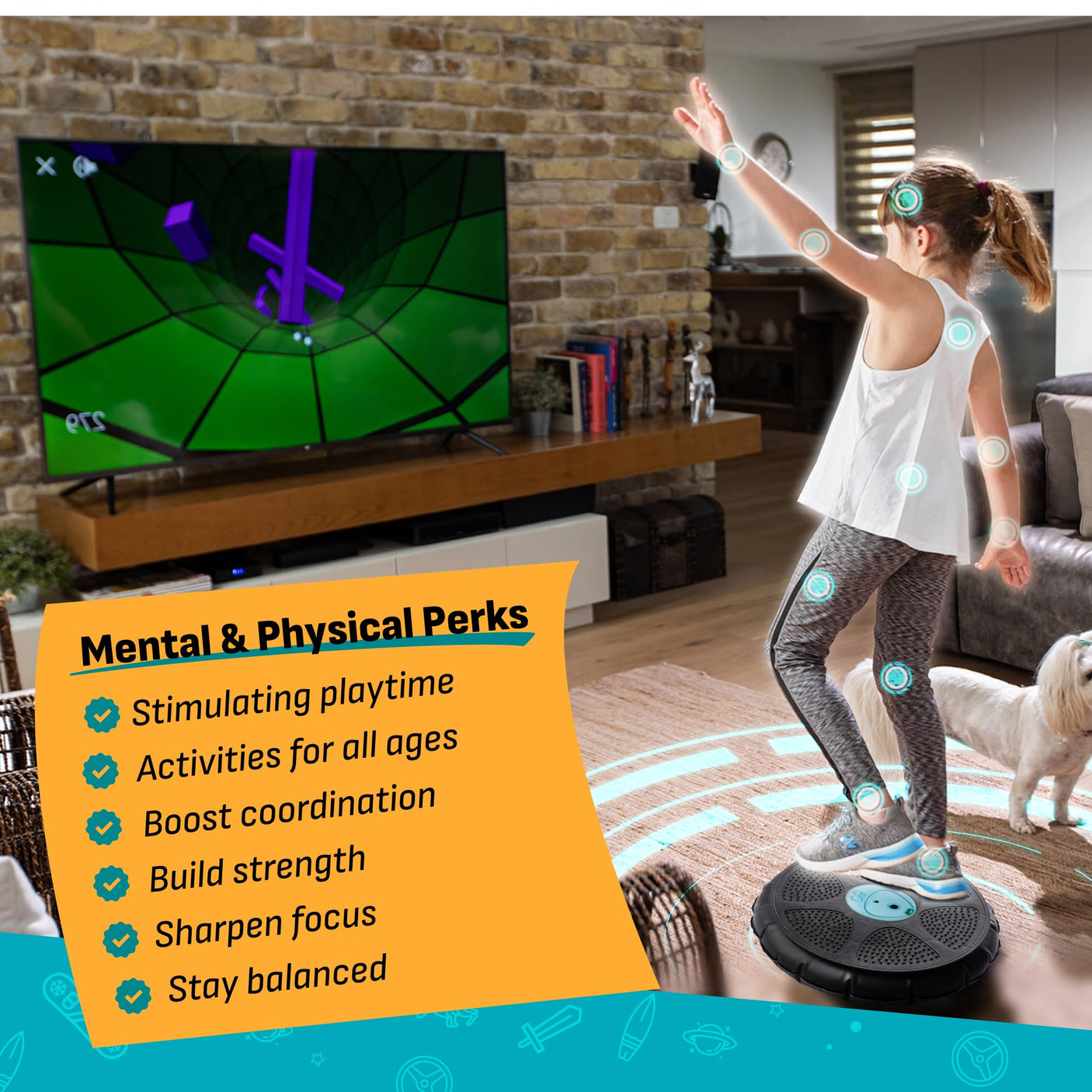GoBalance Board - App-Enabled Balance Board. Smart Bluetooth Sensor, 12 FREE Interactive Games - Fun, Balance Training and Home Gym Workout! Boost Coordination & Strength for Teens and Adults