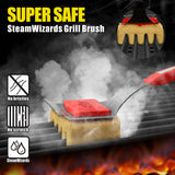 GRILLART Grill Brush Bristle Free. SteamWizards BBQ Replaceable Cleaning Head, Unique Seamless-Fit Scraper Tool for Cast Iron/Stainless-Steel Grates, Safe Barbecue Grill Cleaner-Red