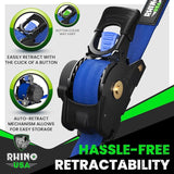 Rhino USA Retractable Ratchet Straps (4-Pack) - 1 Inch x 10 Feet (1,209lb Break Strength) - Heavy Duty Auto Self Retracting Tie Down Straps for Truck, Cargo Trailer, Motorcycle, Rad & More - Green