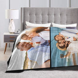Custom Blanket with Photo Text Personalized Bedding Throw Blankets Customized Flannel Fleece Blankets for Family Birthday Wedding Gift Fits Couch Sofa Bedroom Living Room (1 Photos, 40"x50")