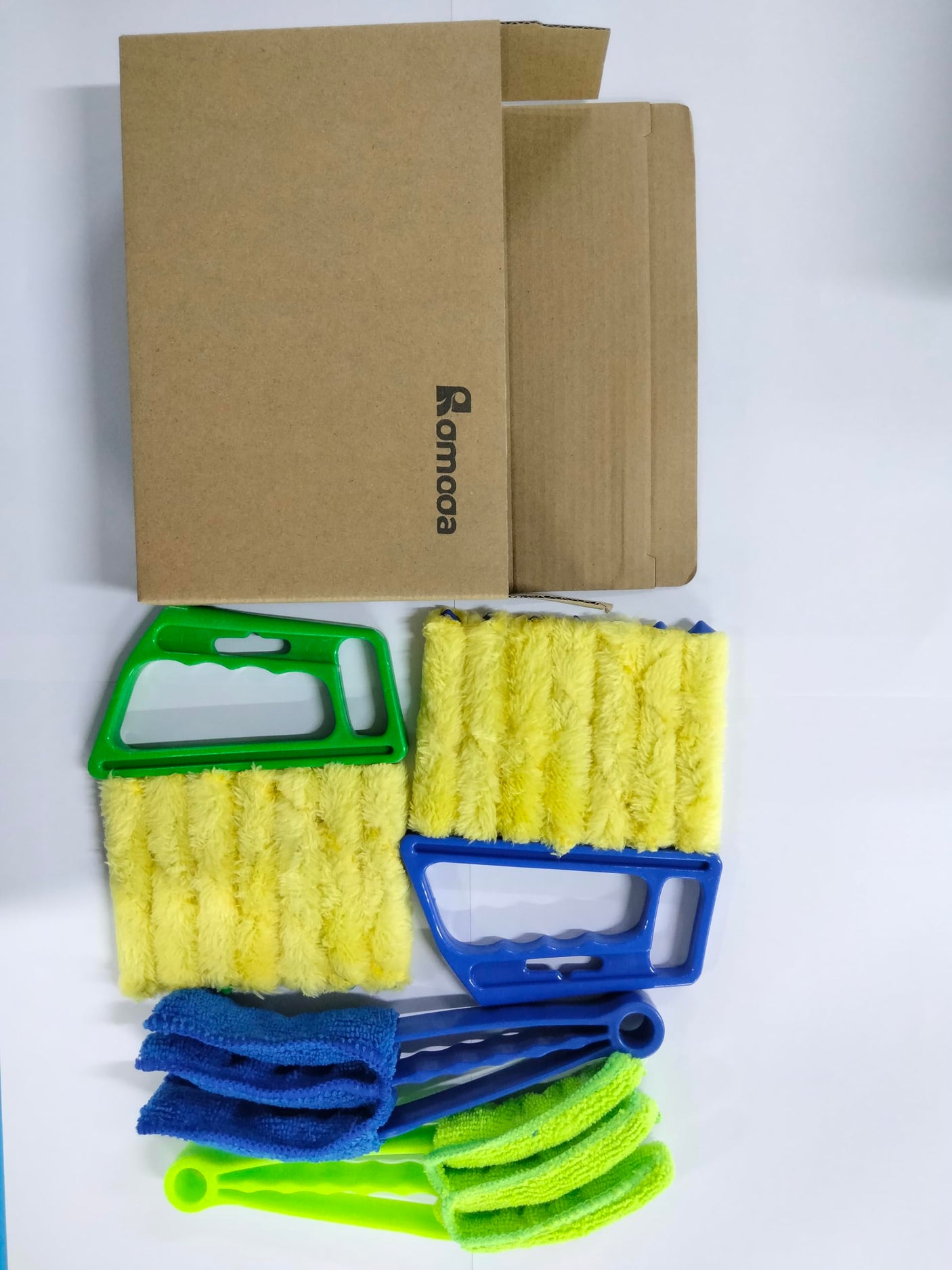 4 Pcs Window Venetian Blind Cleaner Duster Tool 7 Finger Blind Rush and Shutter Cleaner Brush Hand-held Window Shutter Air Conditioner Duster for Dirt(Yellow, Orange)