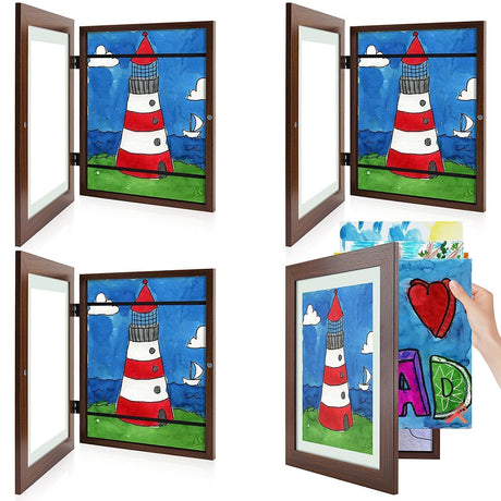 Golden State Art, 10x12.5 Kids Art Frames, Front-Opening Picture Frame Great for Kids Drawings, Artworks, Children Art Projects, Schoolwork, Home or Office (Walnut Set of 2)