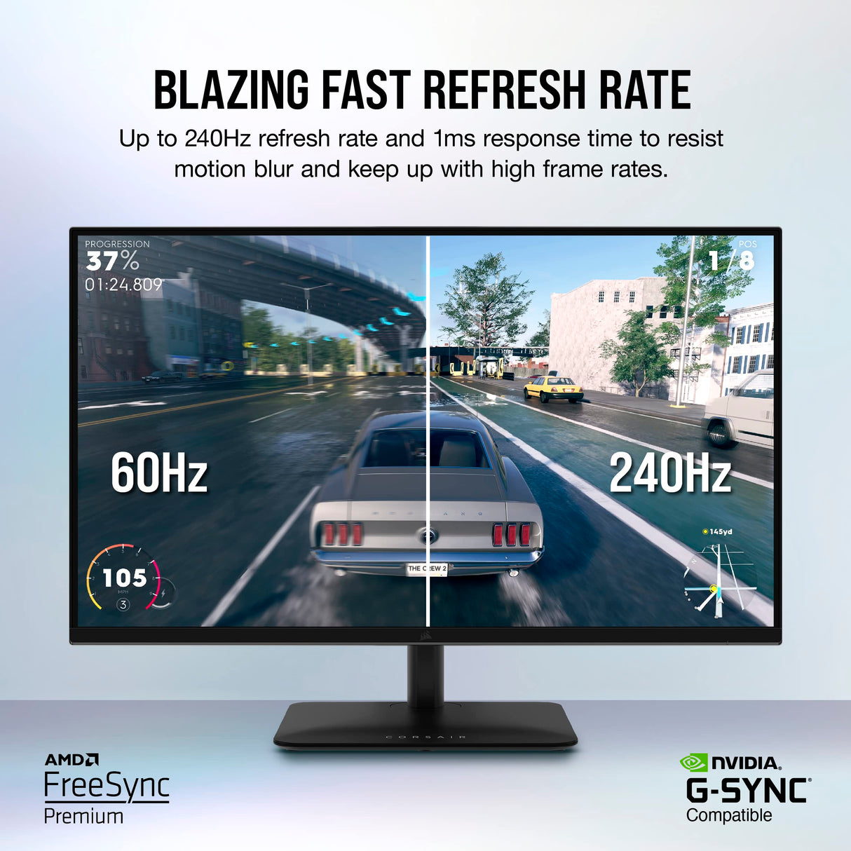 Corsair 45-Inch 240Hz OLED Gaming Monitor - 3440x1440, 0.03ms Response, G-SYNC/FreeSync Compatible