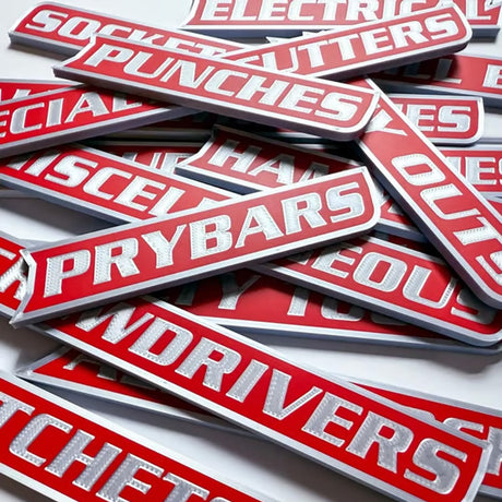 12 Pack of Magnetic Toolbox Labels, 3D-Printed Tool Box Labels, General Tool Box Organize Accessories, Reusable Tags for Steel Toolboxes, Carts, Drawers, and Cabinets(Black)