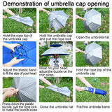 NEW-Vi Fishing Umbrella Hat Folding Adjustable Sun Rain Cap, 37.4”Oversize Hands Free Umbrellas, 7-Ribs Anti-UV Waterproof Headwear for Fishing Gardening Golf Sunshade Outdoor