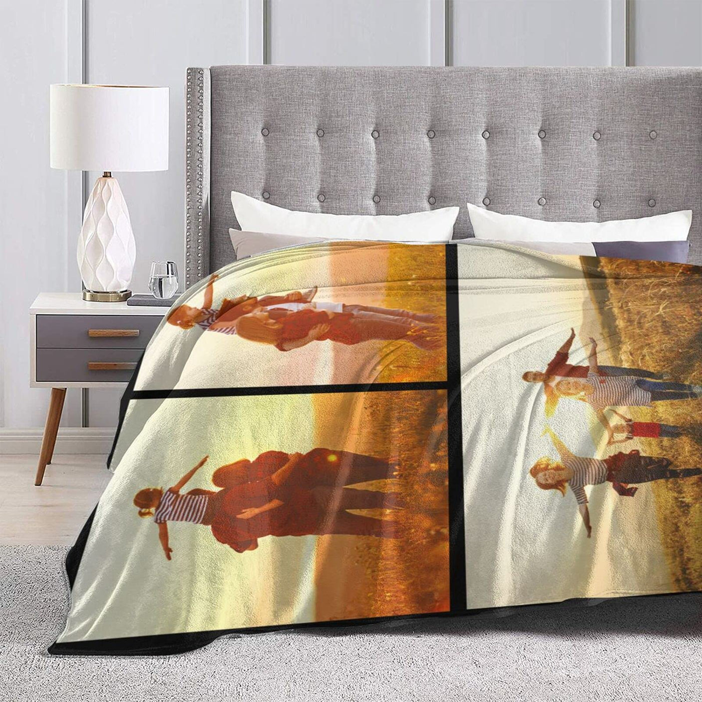 Custom Blanket with Photo Text Personalized Bedding Throw Blankets Customized Flannel Fleece Blankets for Family Birthday Wedding Gift Fits Couch Sofa Bedroom Living Room (1 Photos, 40"x50")