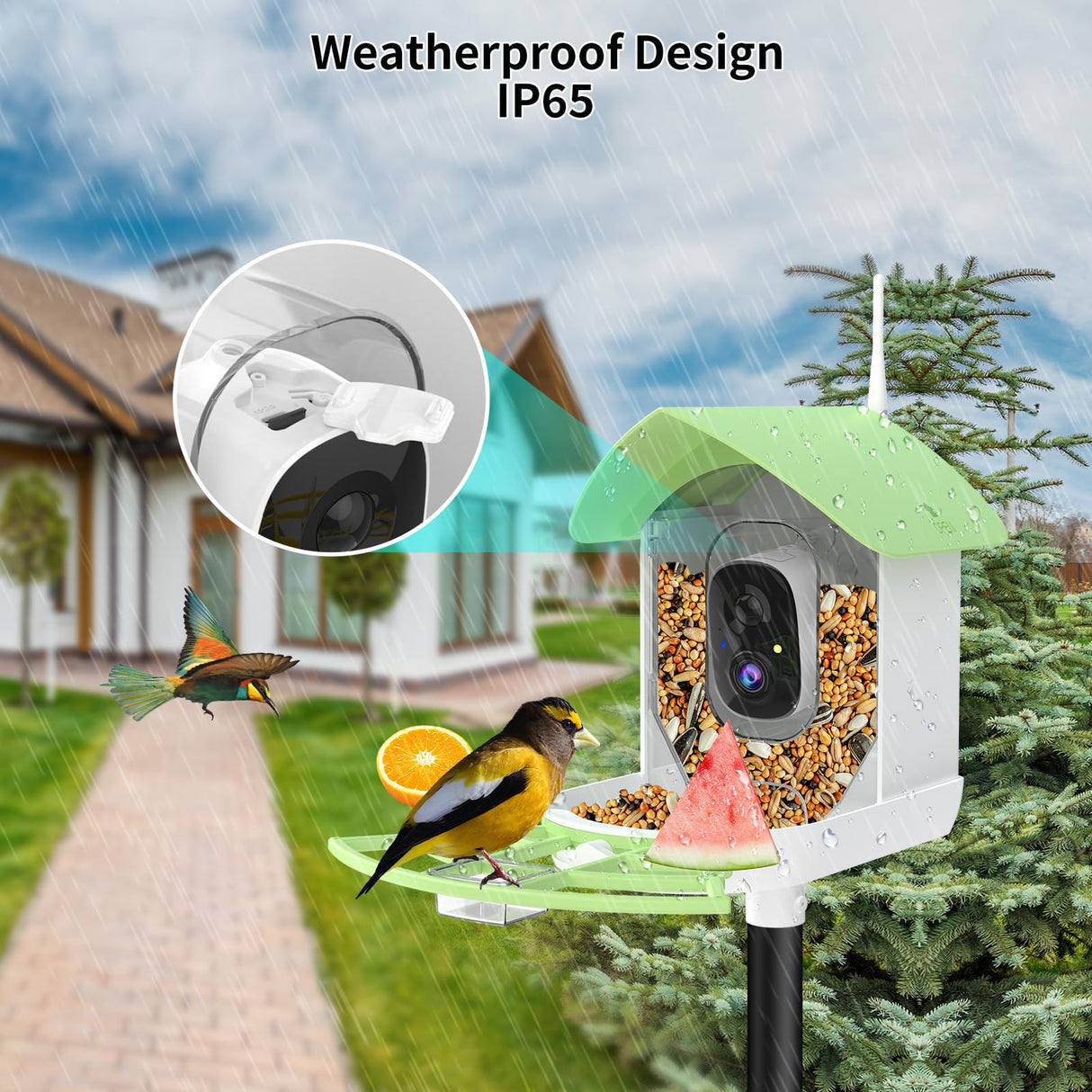 Bird Feeder with Camera,AI Identify Birds Species,Smart Birds Camera with Solar Powered,Auto Record 2K Birds Video in Backyard,Instant Notifications,Ideal Gifts for Family and Bird Lovers,Navy Blue