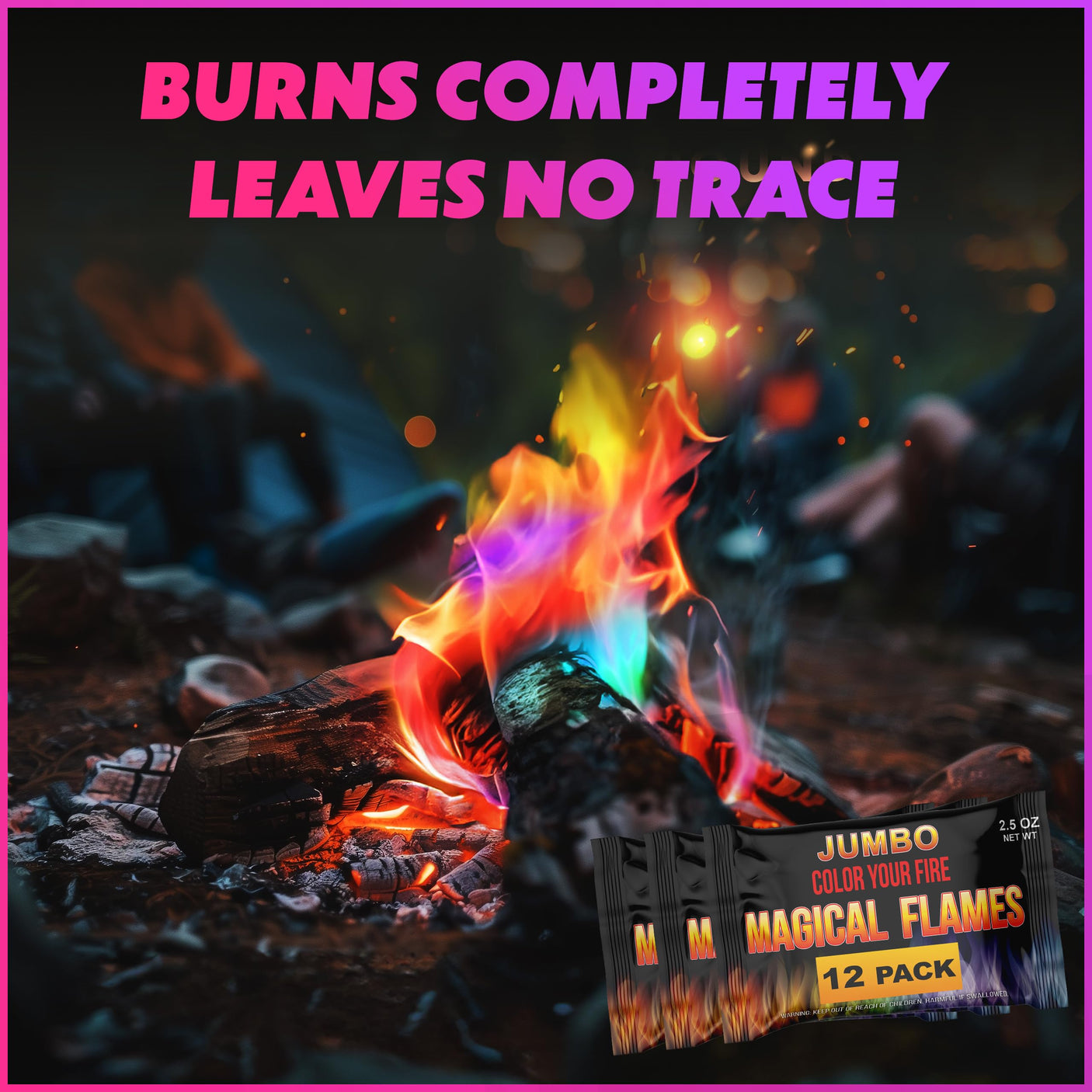 Magical Flames Fire Color Changing Packets for Fire Pit, Indoor/Outdoor Fireplace, Campfires, Bonfires - 25 Pack of Flame Color Changing Packets Camping Accessories
