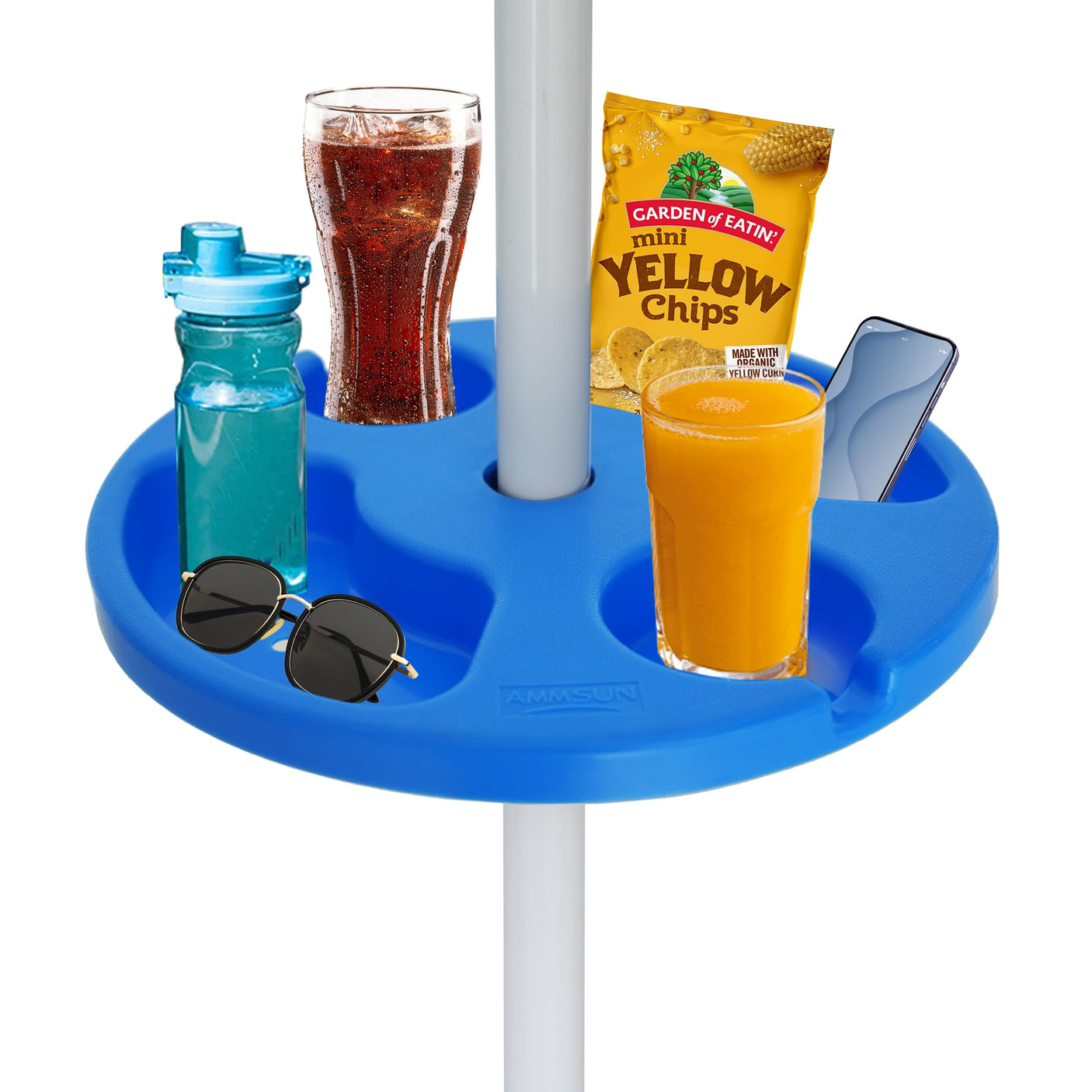 AMMSUN 13" Beach Umbrella Table Tray for Beach, Patio, Garden, Swimming Pool with Cup Holders, Snack Compartments Teal