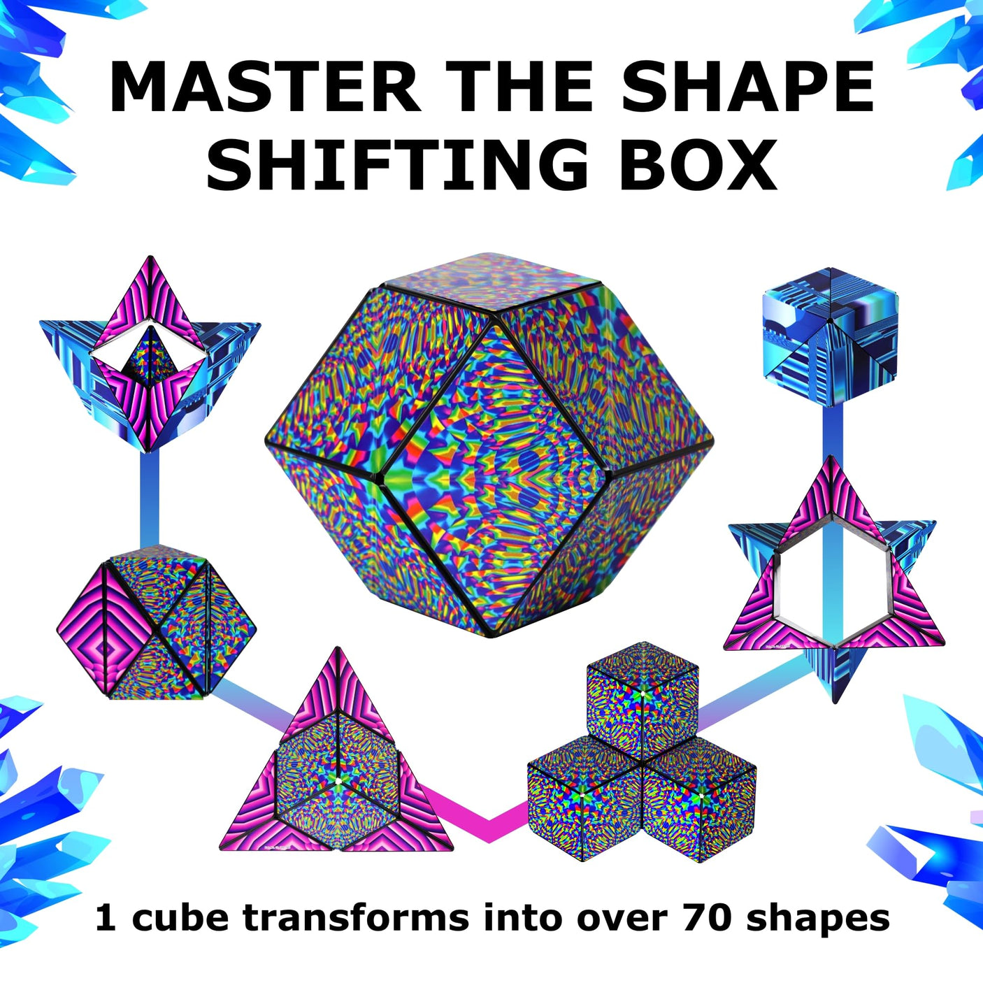 SHASHIBO Holographic Shape Shifting Box - STEM Magnetic Fidget Cube That Transforms Into Over 70 Shapes, Download Fun in Motion Toys Mobile App (Vapor)