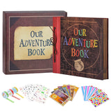 Scrapbook Photo Album,Our Adventure Book, Embossed Words Hard Cover Movie Up Travel Scrapbook for Anniversary, Wedding, Travelling, Baby Shower, etc (Adventure Book)
