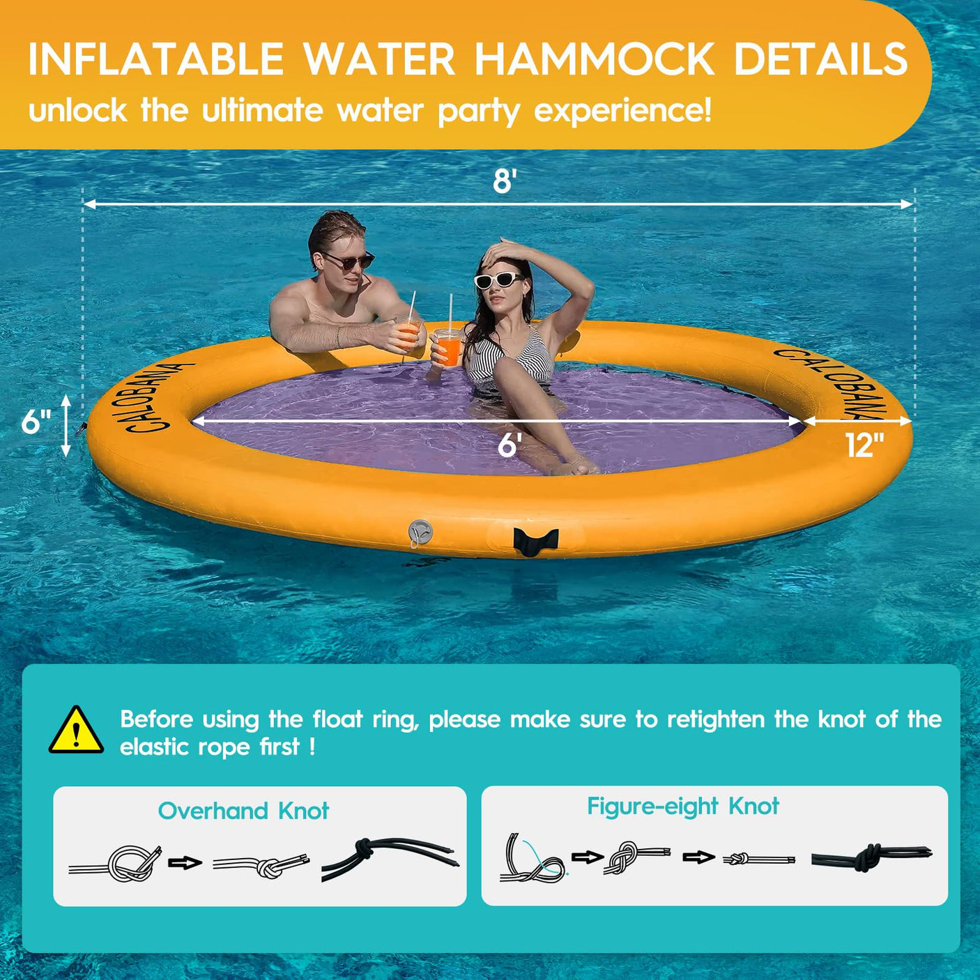 Round Floating Ring Inflatable Water Hammock Heavy Duty River Floats Lake Raft for Adults Tanning Pool Lounger Float Island Platform Pad Mat for Party