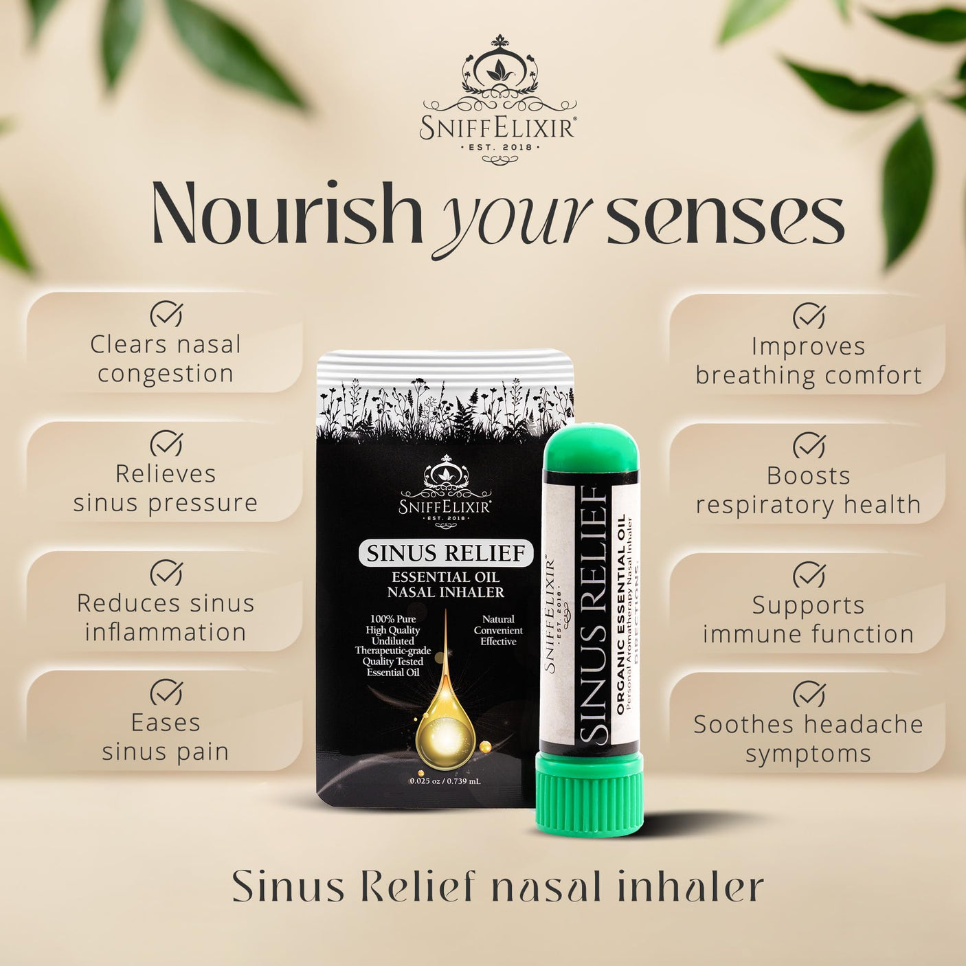 Nasal Stick Inhaler Lavender Nasal Aromatherapy Inhaler - Natural Essential Oil Inhaler for Calm Mind, Mood Boost Nausea Inhaler Relaxation Gifts Nasal Inhaler Stick Portable Nasal Inhalers for Adults