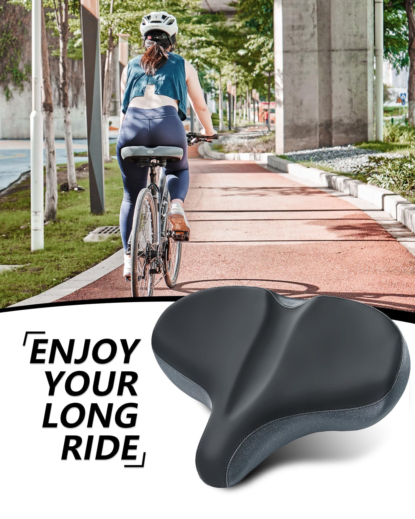 YLG Oversized Comfort Bike Seat Comfortable Replacement Bike Saddle Memory Foam Soft Bike Saddle Waterproof Universal Fit Bicycle Seat for Women Men