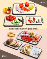 SNOWCLAD Stainless Steel Cutting Board,Double Sided Steel Cutting Boards for kitchen,Stainless Steel/Wheat straw pp Large Board for meat,non toxic Chopping,16 * 11 Inch,Dishwasher Safe