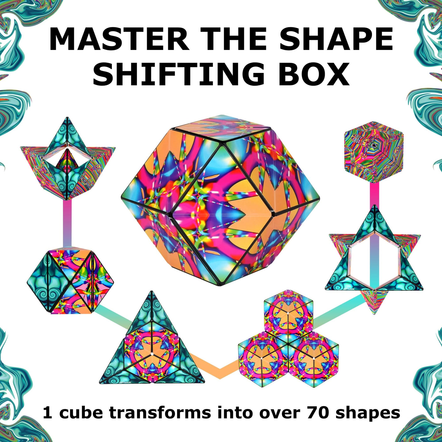 SHASHIBO Holographic Shape Shifting Box - STEM Magnetic Fidget Cube That Transforms Into Over 70 Shapes, Download Fun in Motion Toys Mobile App (Vapor)