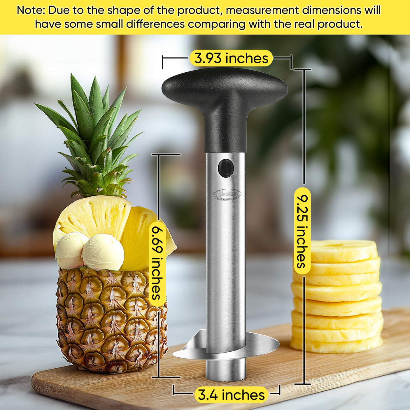 Pineapple Corer, [Upgraded, Reinforced, Thicker Blade] Newness Premium Pineapple Corer Remover (Black)