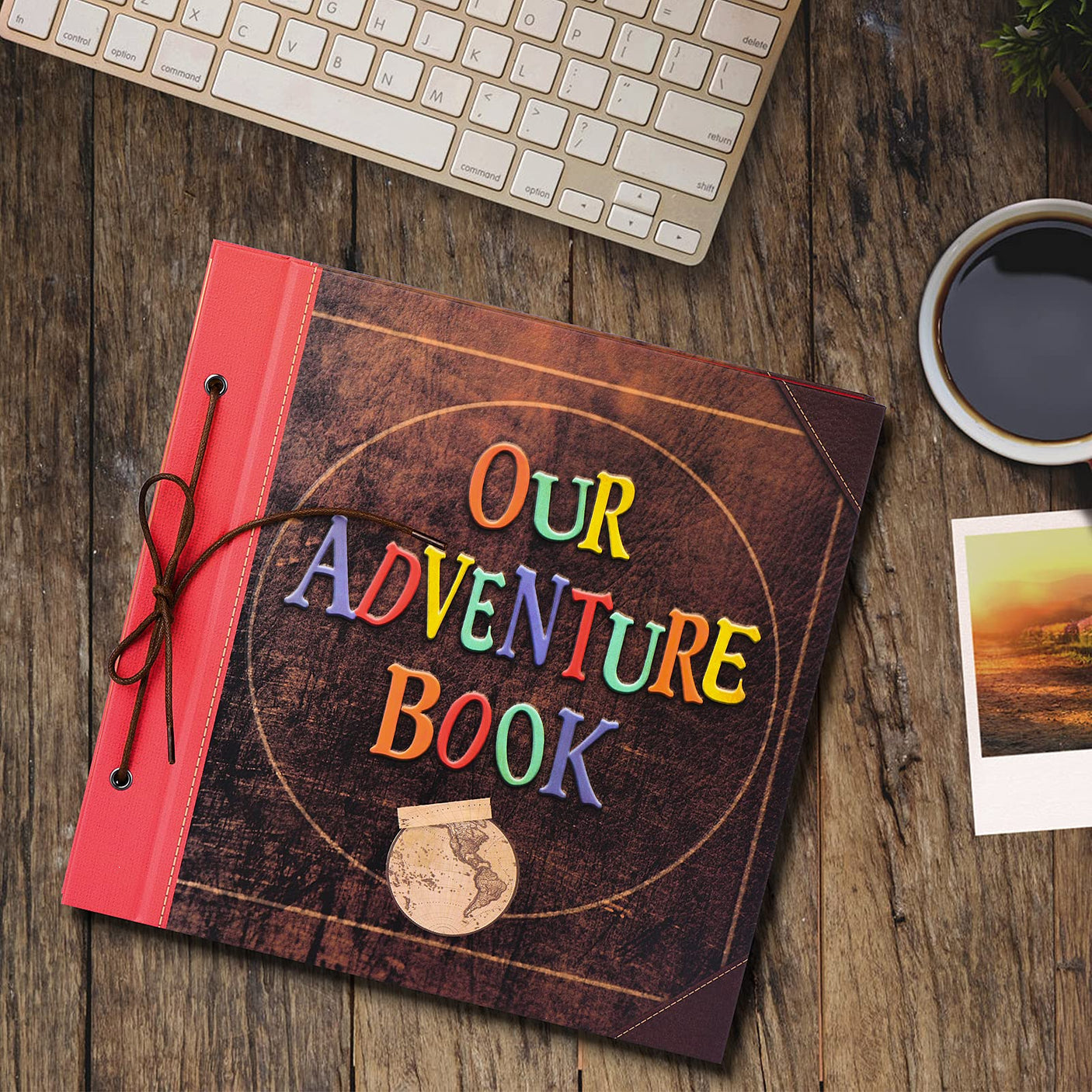 Scrapbook Photo Album,Our Adventure Book, Embossed Words Hard Cover Movie Up Travel Scrapbook for Anniversary, Wedding, Travelling, Baby Shower, etc (Adventure Book)