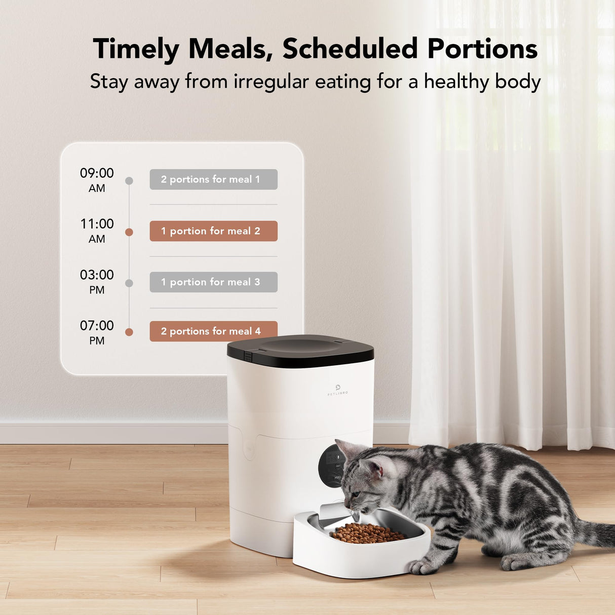 PETLIBRO Automatic Dog Feeder, 6L Dog Food Dispenser with Timer Interactive Voice Recorder, Auto Dog Feeder with Desiccant Bag 1-4 Meals Dry Food, Black Transparent