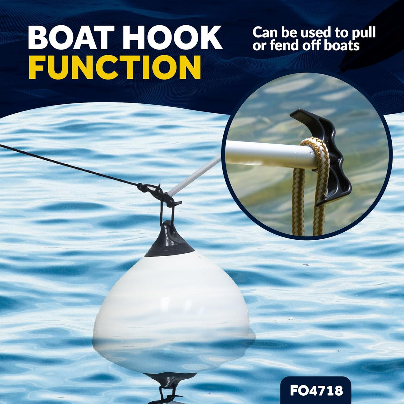 Five Oceans Canoe Paddle - Telescopic Paddle and Hook with Bilge Pump Function, Boat Paddle for Boats - Telescoping from 4.25 Ft. (51-inch) to 5.5 Ft. (66-inch) - FO4718