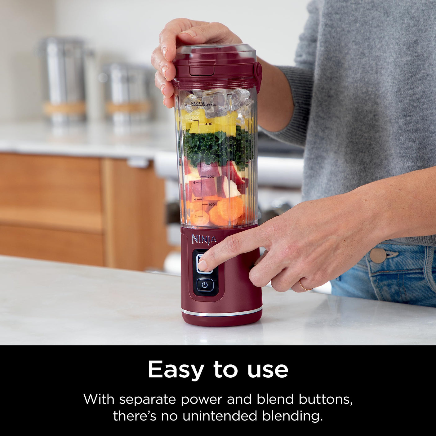 Ninja BC155PS Blast Two-Pack Portable Blender, Cordless, 18oz. Vessel, Personal Blender-for Shakes & Smoothies, BPA Free, Leakproof-Lid & Sip Spout, Rechargeable, Dishwasher Safe Parts, Peach & Stone
