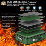 Fireproof Document Box, Hard Case Fireproof File Organizer with Lock Hard-Shell Design Fireproof Water Resistant Safe Box for Important Documents Certificates Laptop Passports Black