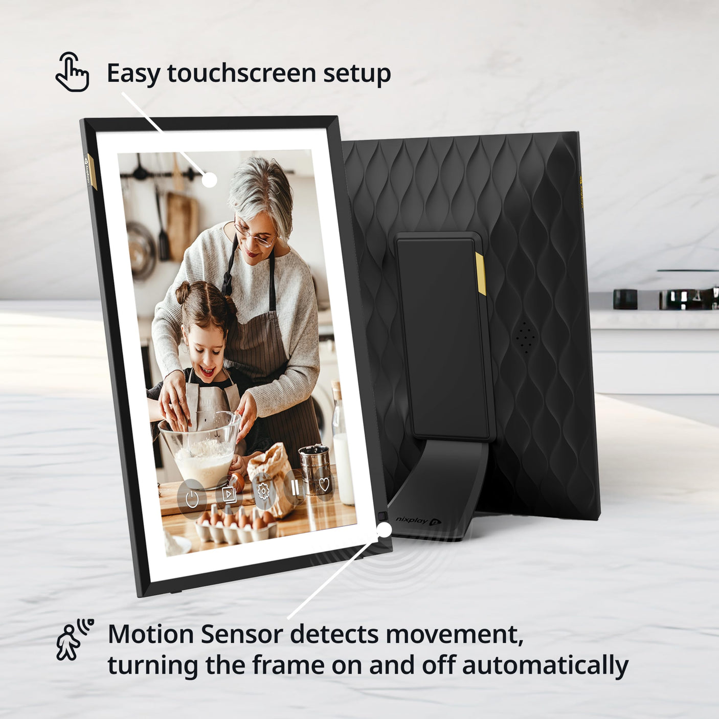 Nixplay Digital Picture Frame [AI-Enhanced] Stunning HD Touch Screen Display | Perfect Digital Picture Frame for Gifting | Auto-Rotation Feature, Securely Share Photos/Videos via Email or App | 10.1"