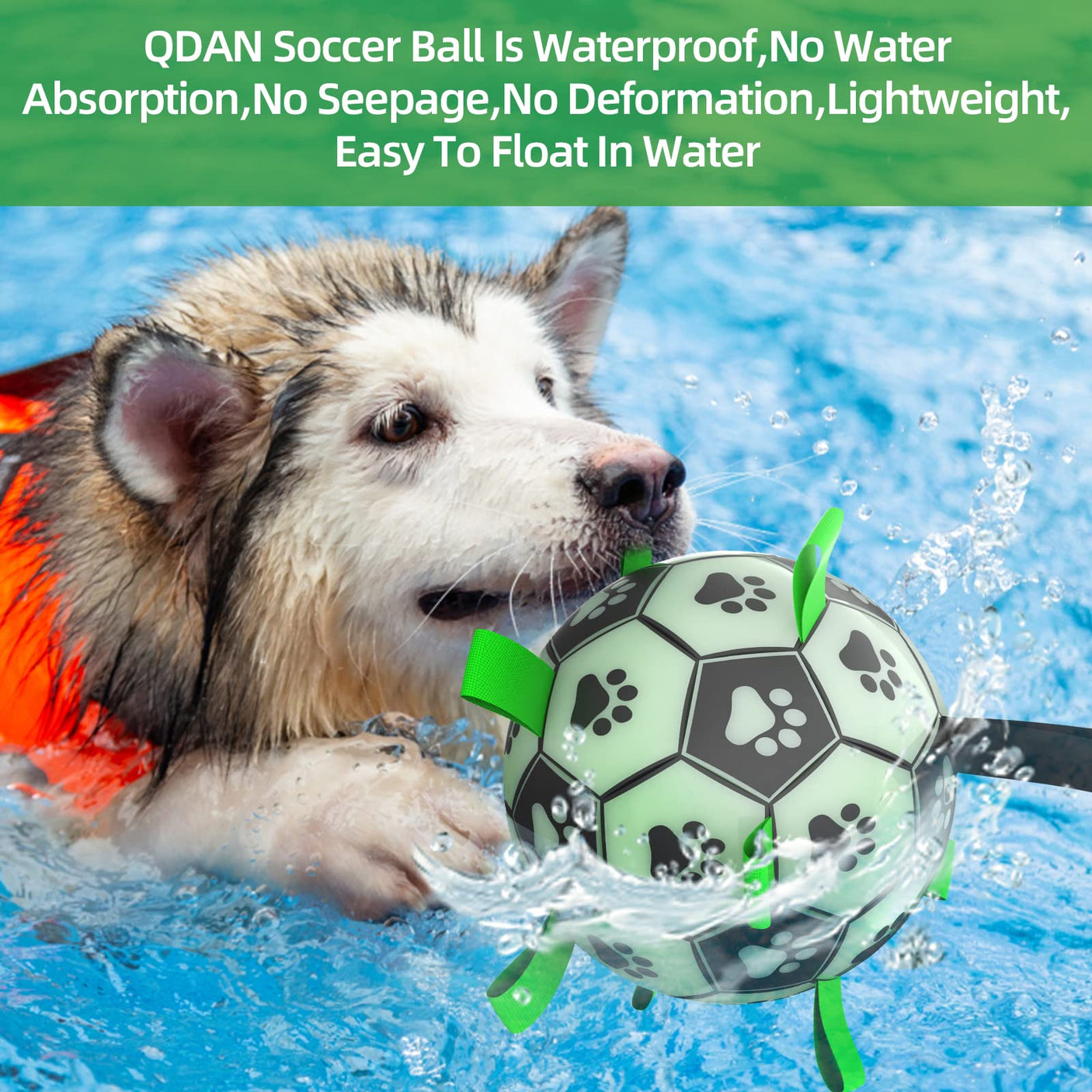 QDAN Premium Dog Toys Balls, Dog Soccer Ball with Straps, Dog Birthday Gifts, Herding Ball, Durable Balls for Small Medium Pet, Puppy Outdoor Toy, Pet Training Soccer Ball, World Cup Soccer (6 Inch)